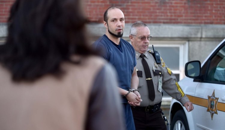 Luc Tieman leaves Somerset County Superior Court in Skowhegan on Friday after entering a not guilty plea in the death of his wife. 