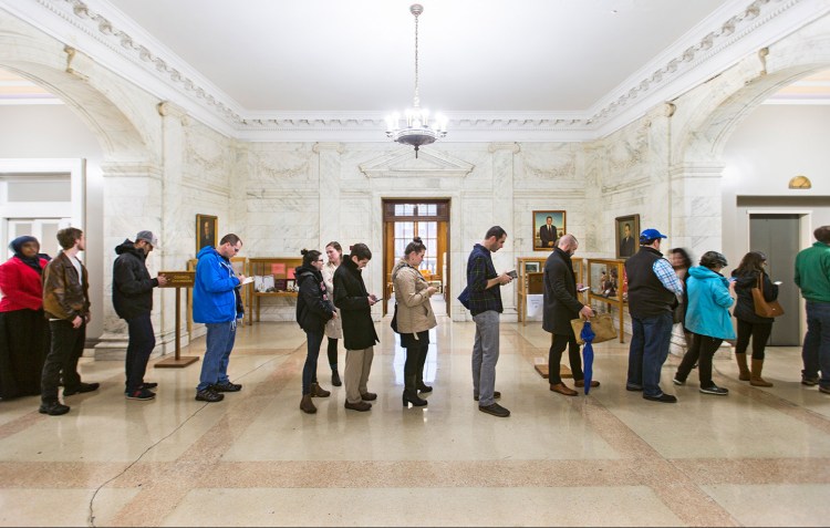 Turnout was strong Thursday for the final day of absentee voting at Portland City Hall.
Ben McCanna/Staff Photographer