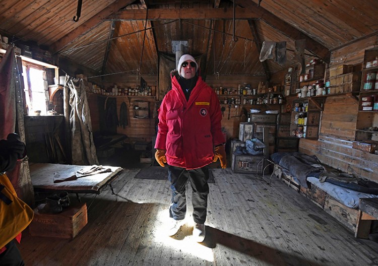 U.S. Secretary of State John Kerry stands inside the historic Shackleton hut near McMurdo Station, Antarctica.
