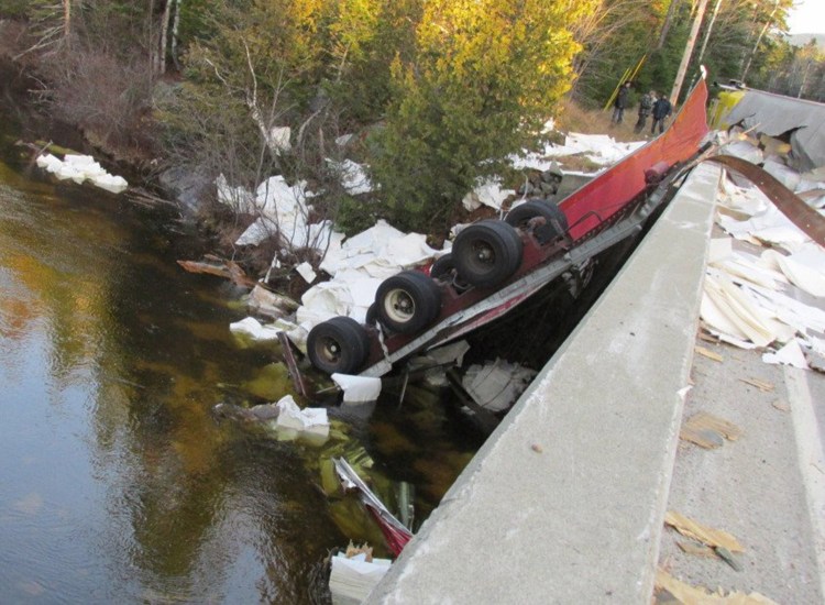 The driver suffered minor injuries when this tractor-trailer crashed in Coburn-Gore on Thursday morning.