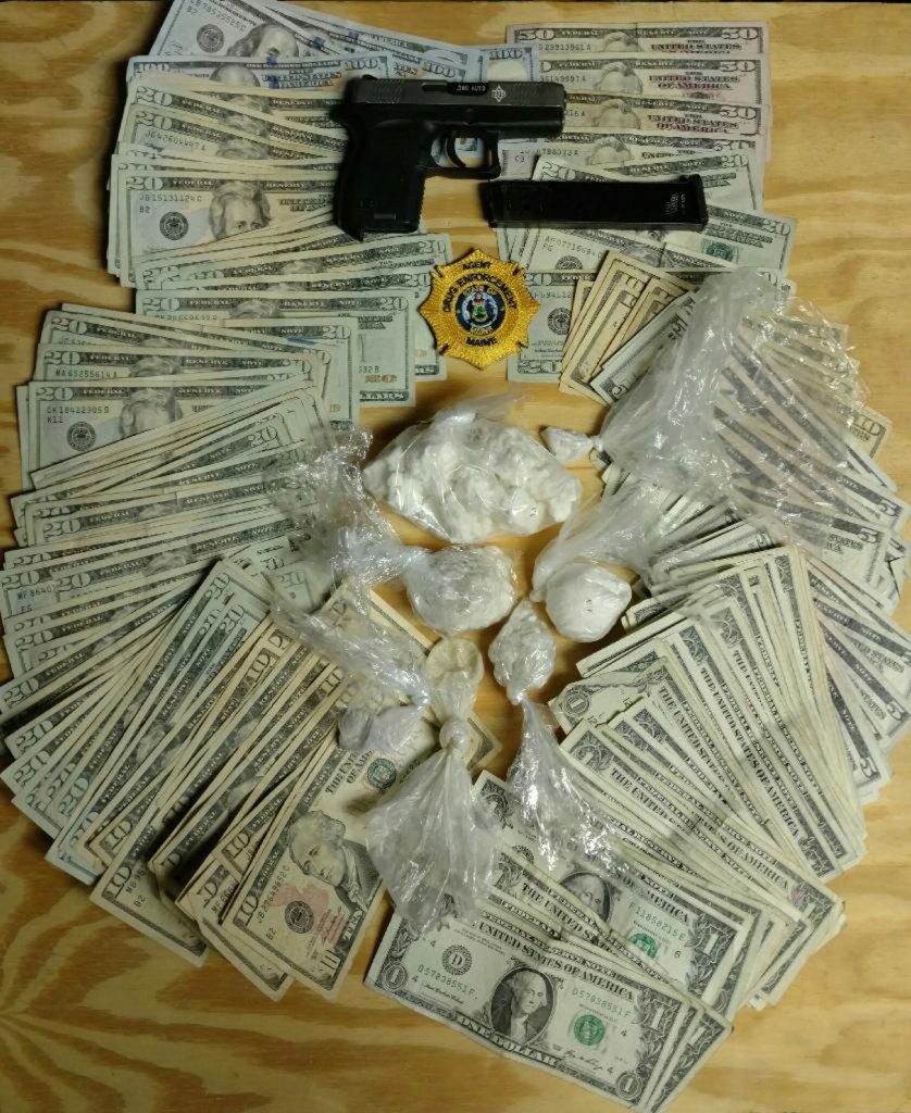 The Maine Drug Enforcement Agency  seized another 128 grams of crack, 2.5 grams of heroin, a semi-automatic handgun and $2000 in suspected drug proceeds after arresting Danial Smith of Cornish.  Photo courtesy of MDEA