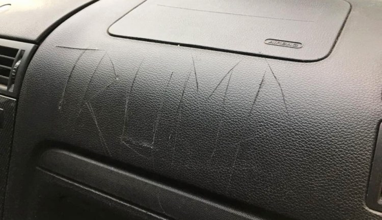 Megan Dyke believes the vandalism done to her car was prompted by an anti-Trump bumper sticker. <em>Photo courtesy of Megan Dyke</em>