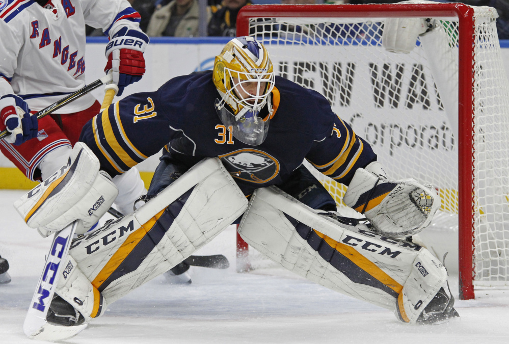 Buffalo Sabres goalie Anders Nilsson made 22 saves as Buffalo topped the Metropolitan Division-leading Rangers 4-3 on Thursday night.