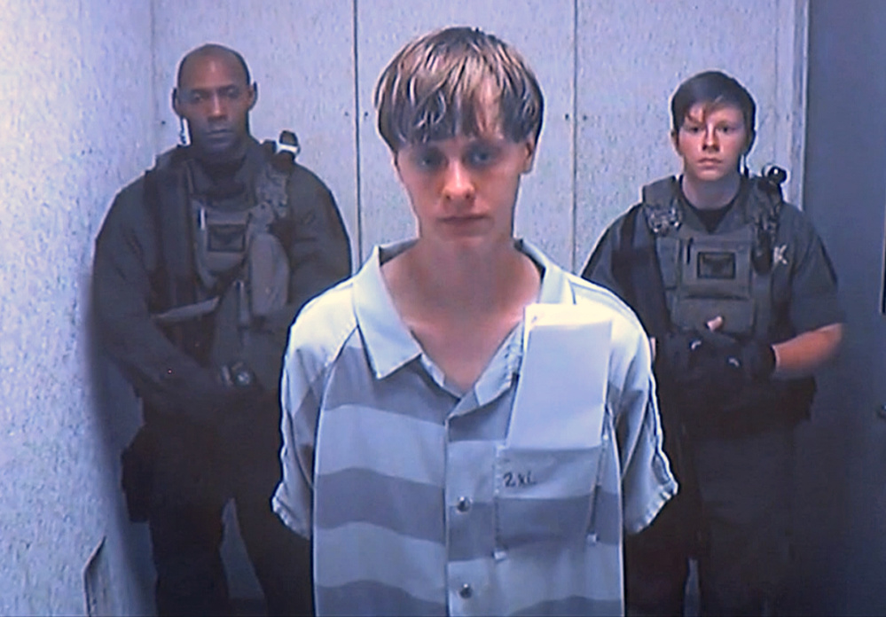 Dylann Roof in a video before a judge in Charleston, S.C., June 19, 2015, shortly after he was arrested. Friday, the jury saw a video of him made during an FBI interview.