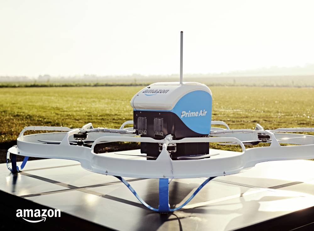 An Amazon Prime Air drone in Cambridgeshire, United Kingdom, delivered popcorn and a TV device 13 minutes after an order.