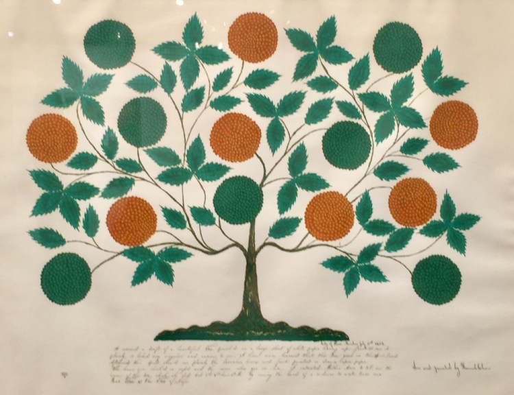 Shaker "gift drawing," historical reproduction, serigraph on paper, ca. 1970.
