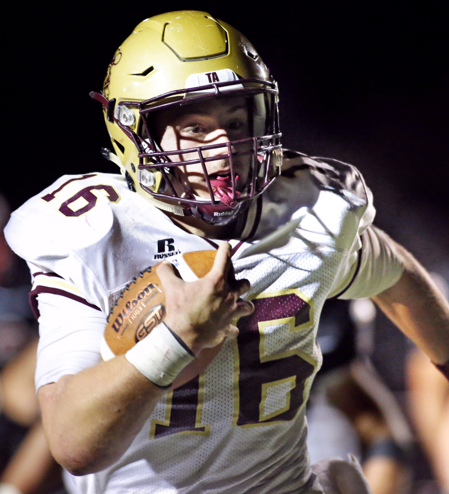 Michael Laverriere took over as Thornton Academy's starting quarterback this year and directed an offense that averaged more than 43 points per game. He accounted for almost 2,200 yards in nine games, including 1,384 on the ground while averaging 8.8 yards per carry.