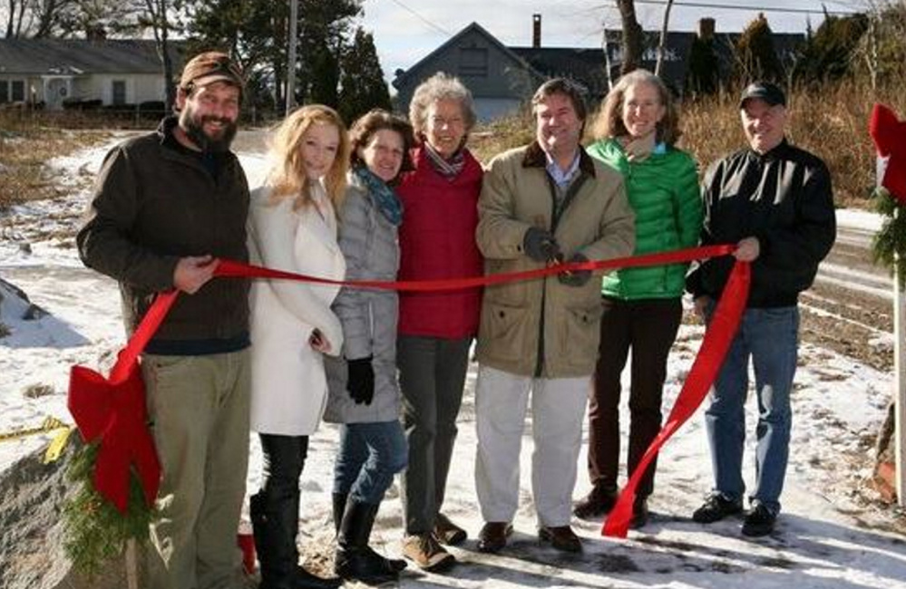 The ribbon-cutting for Scarborough Land Trust's first permanent trail at Pleasant Hill Preserve in Scarborough.