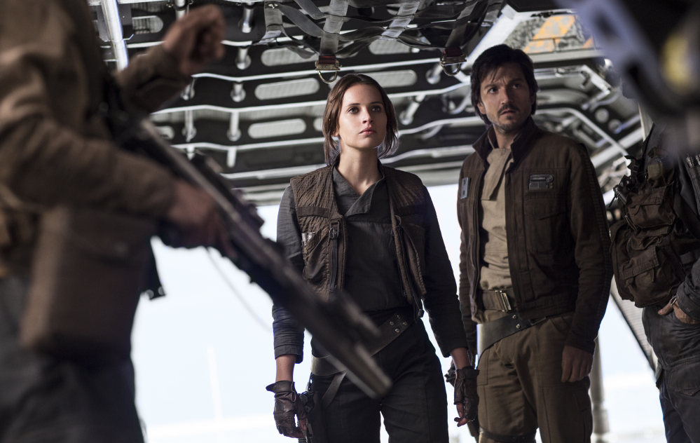 Felicity Jones and Diego Luna in "Rogue One: A Star Wars Story." The film is a prequel to the original 1977 "Star Wars."