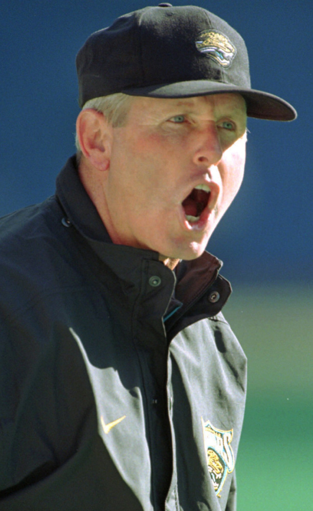 Tom Coughlin, seen in 1998 during his eight-year tenure as coach at Jacksonville, is a possible candidate to replace the fired Gus Bradley.