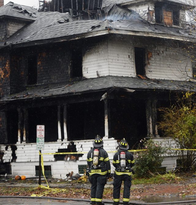 The size of the third-floor windows in a deadly Nov. 1, 2014, fire at a Noyes Street apartment building, above, became a focus in the trial of landlord Gregory Nisbet. He was acquitted of manslaughter but found guilty of a code violation, sentenced to 90 days in jail and fined $1,000.