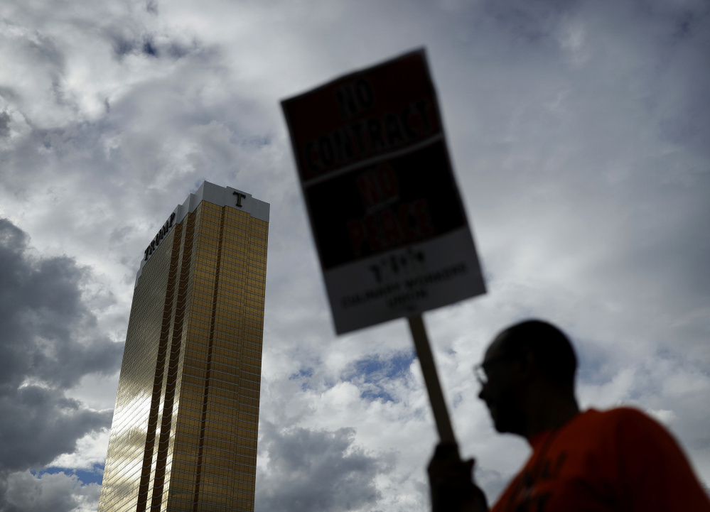 In September, members  of the Laborers' International Union of North America and the Culinary Union protested outside of the Trump International hotel in Las Vegas. Union officials announced Wednesday they reached a contract.