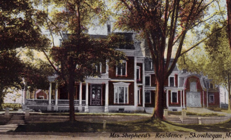 A postcard postmarked 1911 of the home at 400 Water St., Skowhegan, that was sold at auction Wednesday. The house dates from the 1840s.