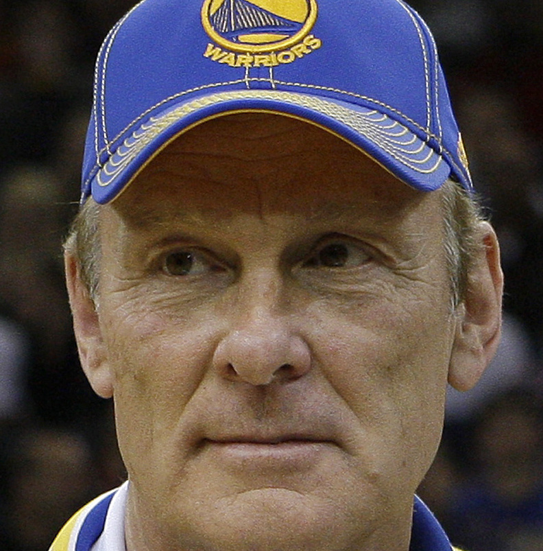 Former Golden State Warriors player Rick Barry during an NBA basketball game between the Golden State Warriors and the Denver Nuggets in Oakland, Calif., Wednesday, Feb. 9, 2011. (AP Photo)