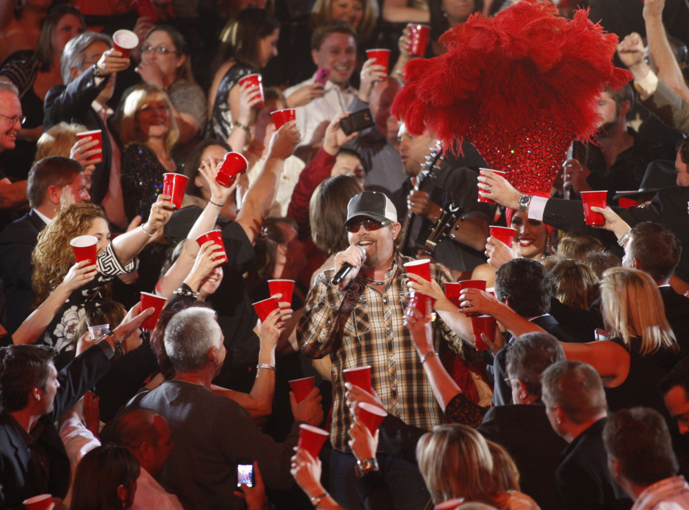 Toby Keith performs "Red Solo Cup" amid the audience at the 47th annual Academy of Country Music Awards in Las Vegas in 2012.