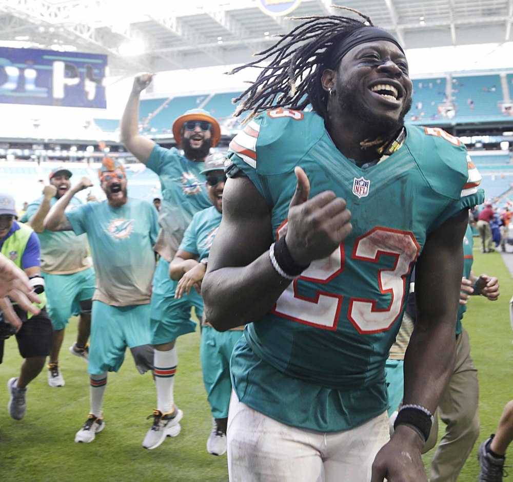 Jay Ajayi, a second-year running back from Boise State, ranks sixth in the NFL in yards rushing despite totaling just 117 through Week 5 for the Miami Dolphins. He is just the fourth player to have three 200-yard games in a season.