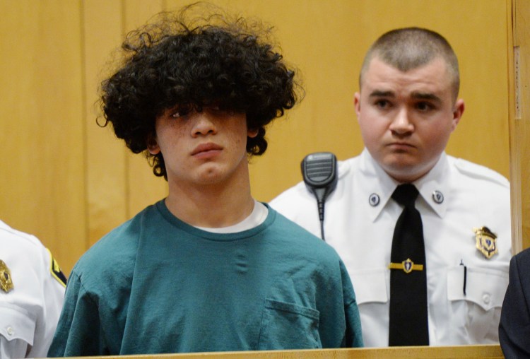 Mathew Borges, 15, attends his arraignment in Lawrence District Court in Lawrence, Mass., on Monday.