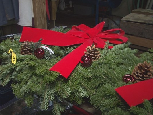 More than 200 wreaths like this one were stolen from Gile's Family Farm in Alfred. 