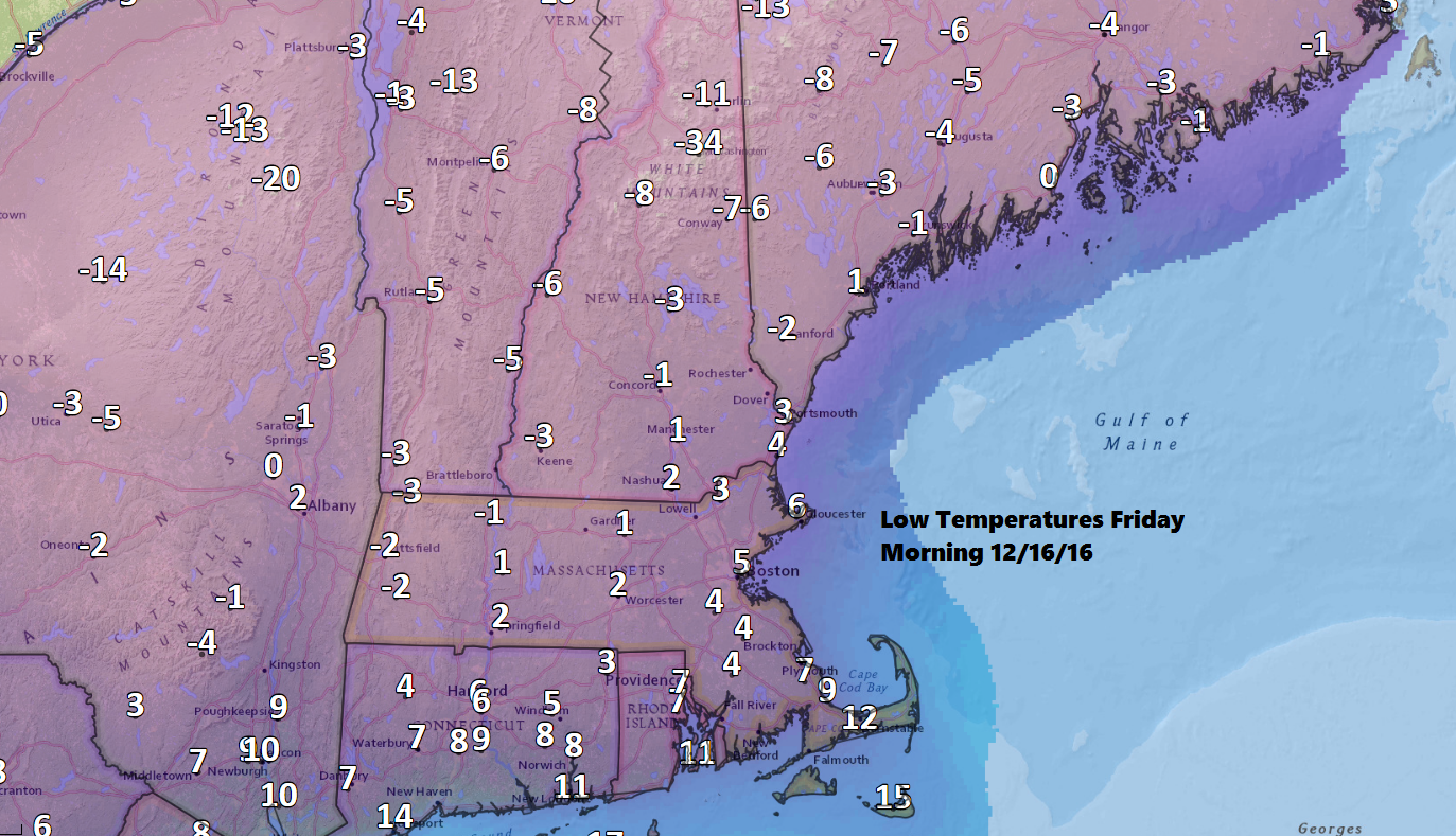 Cold weather will be felt across all 6 New England states Friday.