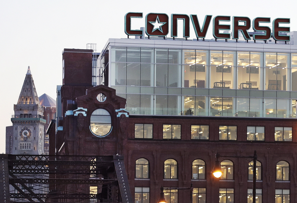 The logo on Converse's world headquarters in Boston greets drivers entering the city from points north. In 2015, the company relocated its 500 workers from Andover, Massachusetts, to the area where it was founded in 1908.