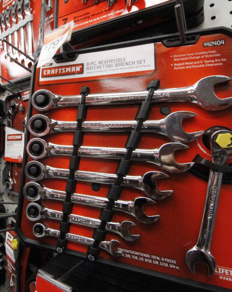 An assortment of Craftsman wrenches is shown on display at a Sears store in Bethel Park, Pa., in 2011.