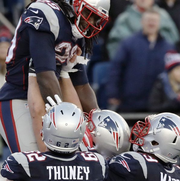 Sure, LeGarrette Blount led the NFL this season with 17 touchdowns, but he certainly didn't do it alone. Give credit where it's due, and every game he gets a lift from his offensive linemen including Joe Thuney, left, and Shaq Mason. It's one more example of those players who might not live in the limelight playing important roles as the Patriots push forward in the playoffs.