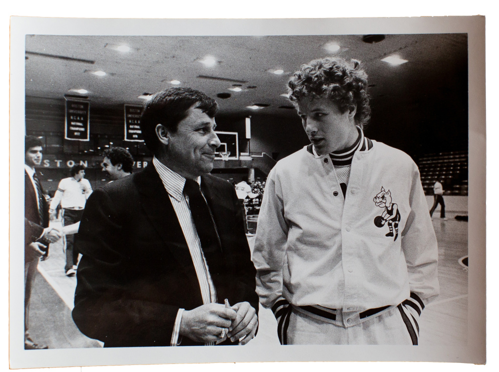 Bob and Brett Brown at Boston University during the 1981-82 season. Bob was an assistant coach and  Brett a junior point guard.