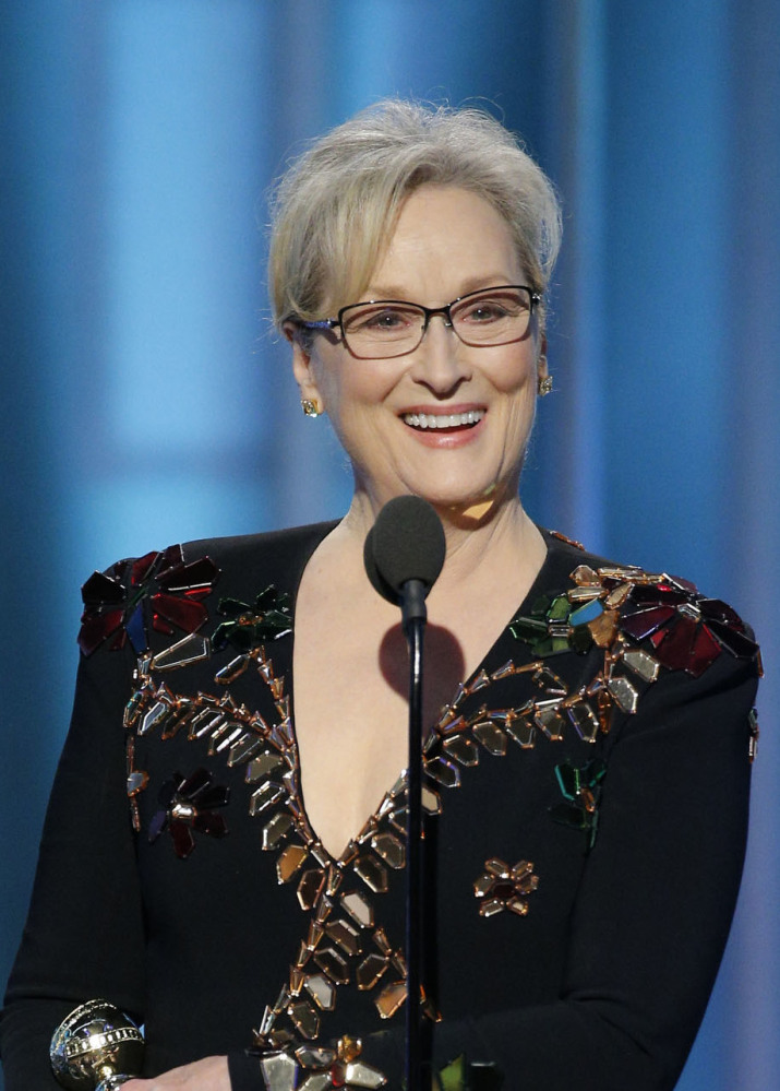 Actress Meryl Streep accepts the Cecil B. DeMille Award during the 74th Annual Golden Globe Awards ceremonies at the Beverly Hilton Hotel in Beverly Hills, Calif., on Sunday night.