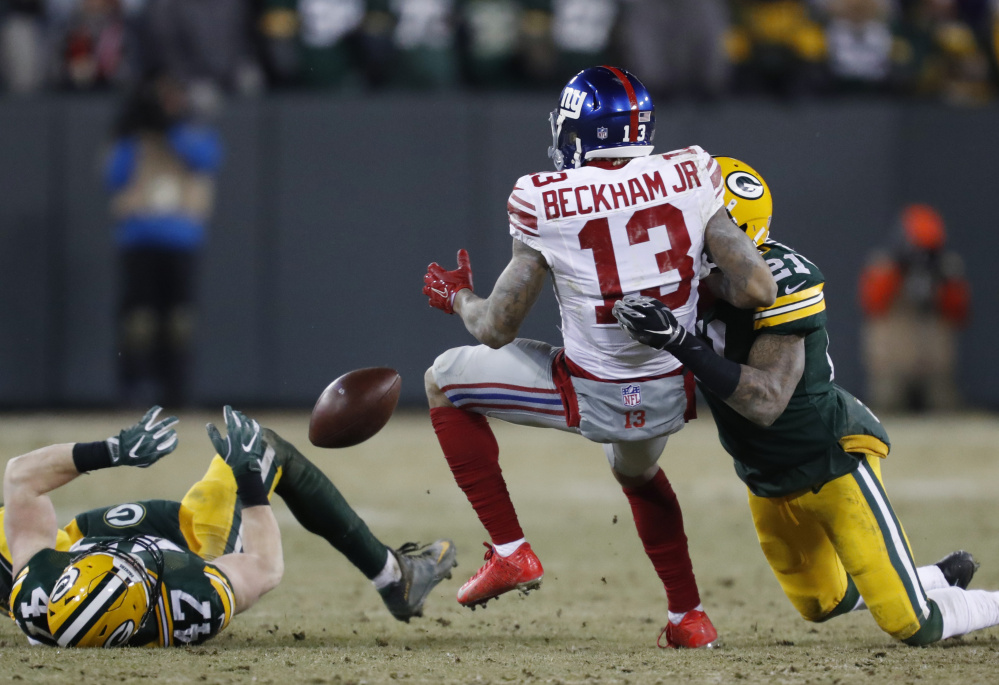 Odell Beckham dropped three passes in the Giants' 38-13 loss to the Packers on Sunday and may have punched a hole in a wall.