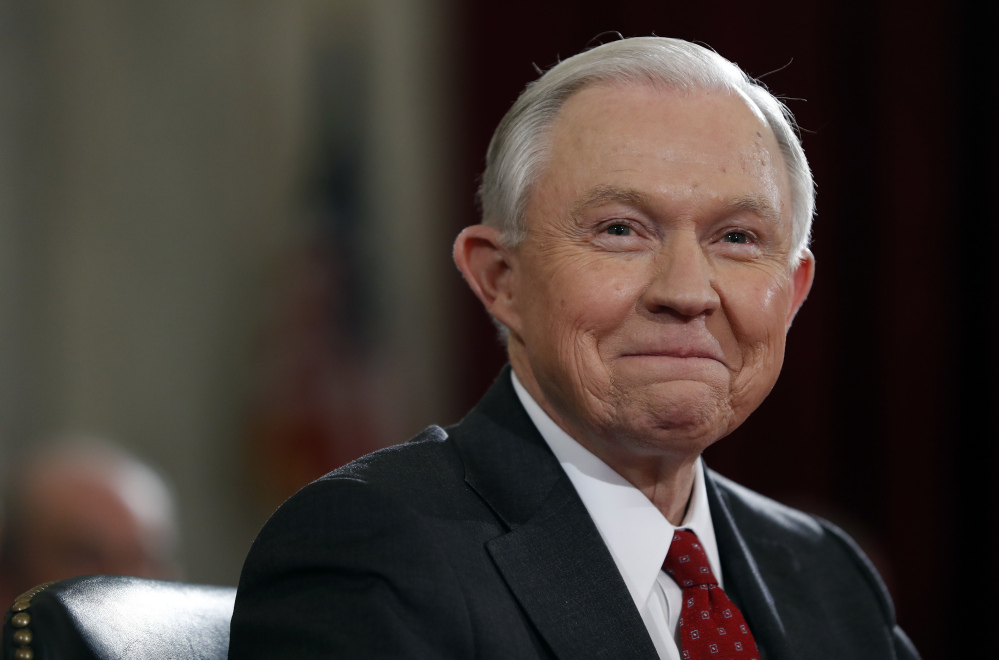 Attorney General Jeff Sessions, seen at his confirmation hearing in January, has said he’s committed to aggressive enforcement of federal drug laws.