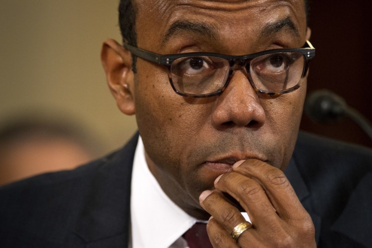 NAACP President Cornell Brooks testifies on Capitol Hill in Washington on Wednesday at the second day of a confirmation hearing for the attorney general-designate, Sen. Jeff Sessions, R-Ala., before the Senate Judiciary Committee.