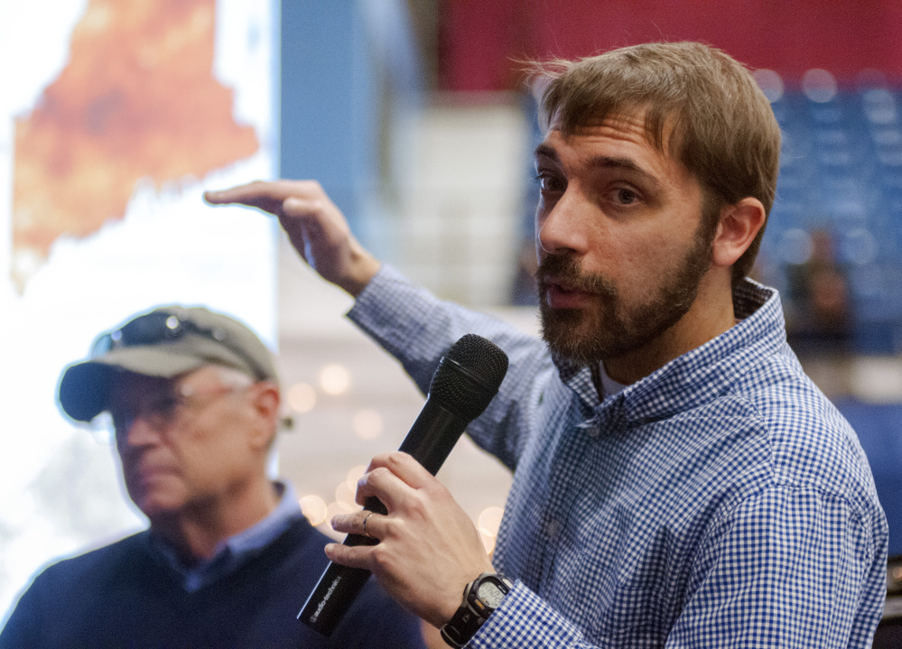State Climatologist Sean Birkel talks during a panel discussion about drought Wednesday during the 76th Maine Agricultural Trades Show at the Augusta Civic Center.