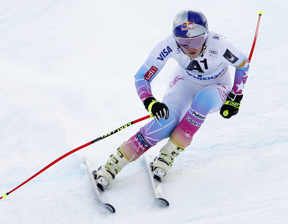 Lindsey Vonn competes for the first time in nearly 11 months during a World Cup downhill race Sunday in Altenmarkt-Zauchensee, Austria. Vonn, coming back from a knee injury and a broken arm, finished 13th.