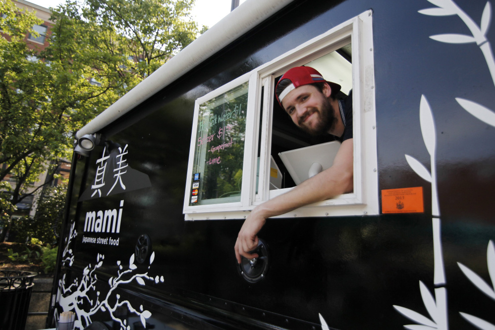 Austin Miller and his Mami food truck. Miller and Hana Tamaki plan to open a restaurant on Fore Street in Portland.