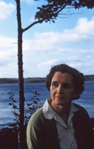 Rachel Carson on her porch in Southport in 1955.
