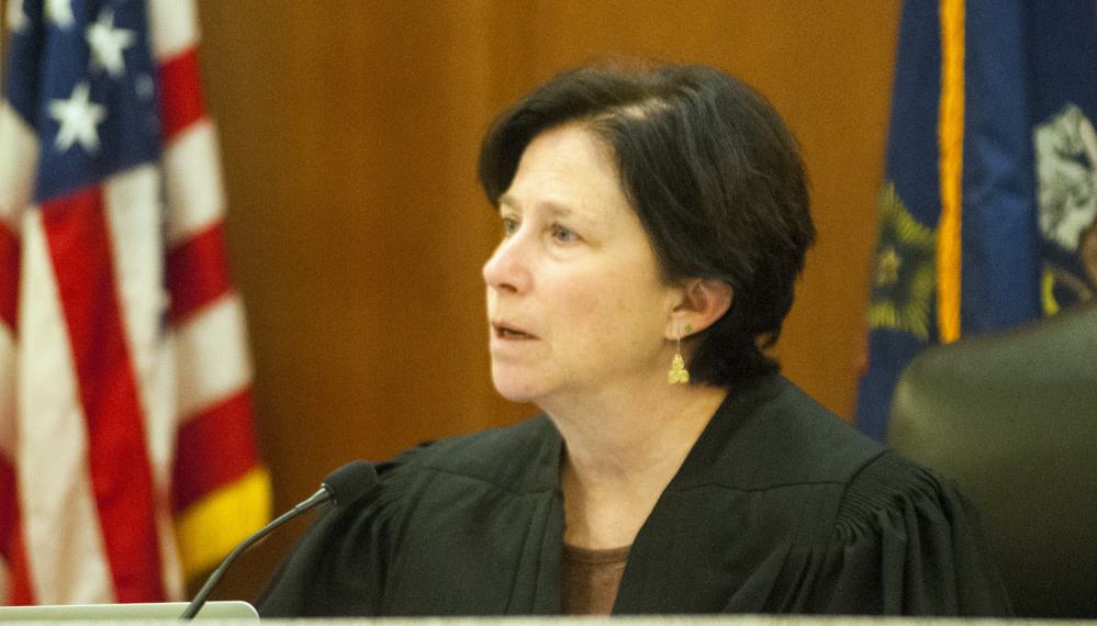 Justice Micheala Murphy presides over the Leroy Smith III's hearing Friday at the Capital Judicial Center in Augusta.
