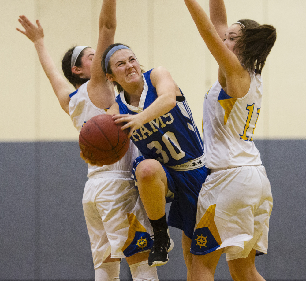 Kennebunk senior Gabby Fogg, center, has become a key player for the Rams, who are on the verge of reaching the playoffs for the first time since the 2006-07 season.