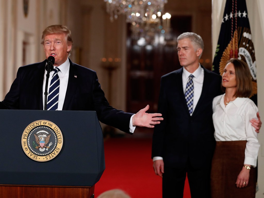 President Trump speaks in the East Room of the White House on Tuesday night to announce Judge Neil Gorsuch as his nominee for the Supreme Court. Trump's choice is perhaps the most significant decision of his young presidency.