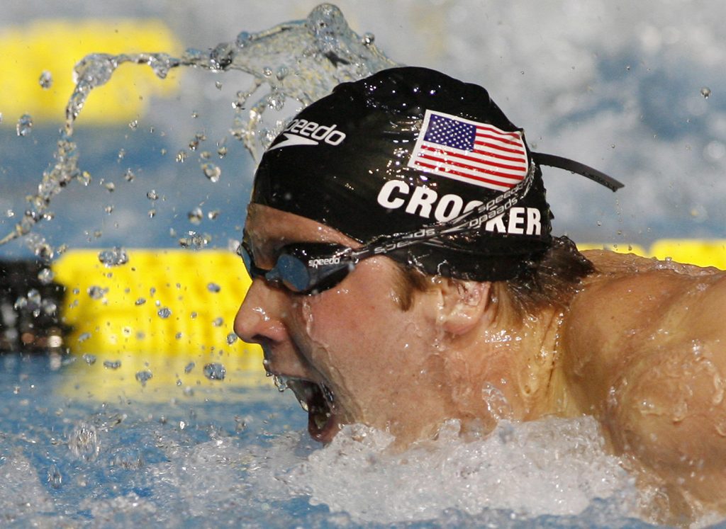 Ian Crocker races to win the silver medal in the men's 100-meter butterfly final at the World Swimming Championships in Melbourne, Australia, in 2007.