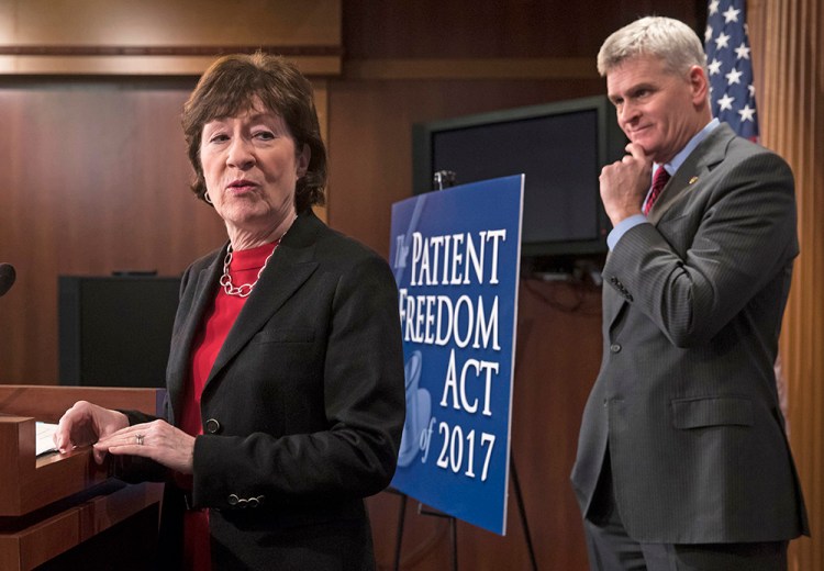 Sen. Susan Collins and Sen. Bill Cassidy, R-La., introduce their health care bill in January. Collins is right when she says the goal of health care reform should be to insure the 28 million American's who aren't covered under the Affordable Care Act.