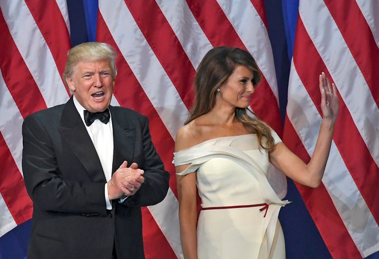 Melania Trump with her husband at the Salute to the Our Armed Services Ball on the night of his inauguration. Since becoming first lady, she has kept a low profile. 