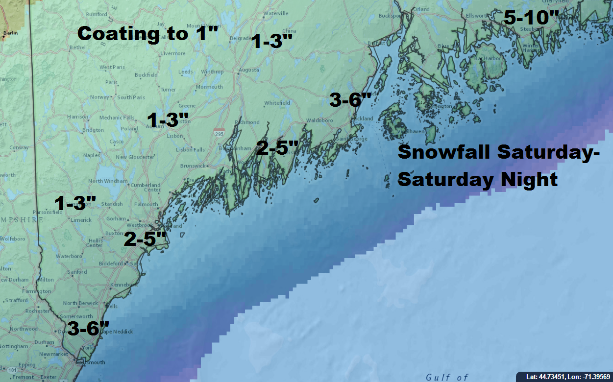 Areas along the coast will need to get out the plows this evening. 