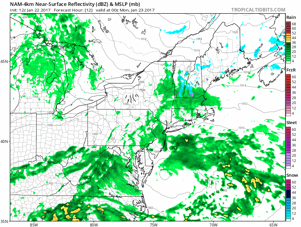 Rain and snow moves into Maine Monday night and continue into Tuesday