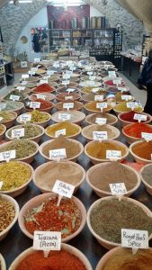 A spice market in Jerusalem's Old City visited by a group from Tiqa in Portland.