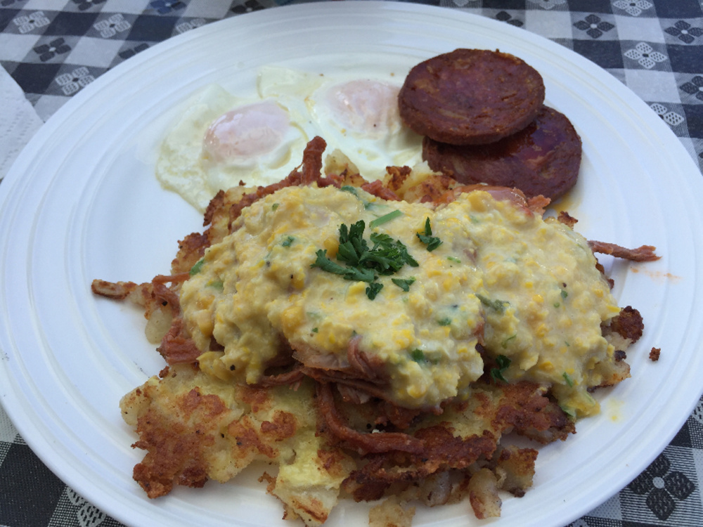 A cilantro creamed corn sauce in Puerto Rico may show up on eggs Benedict at Sinful Kitchen in Portland.