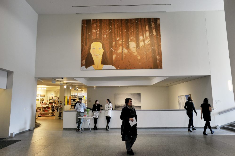"Woman in the Woods" by Alex Katz is now on display near the entrance at the Portland Museum of Art. 
