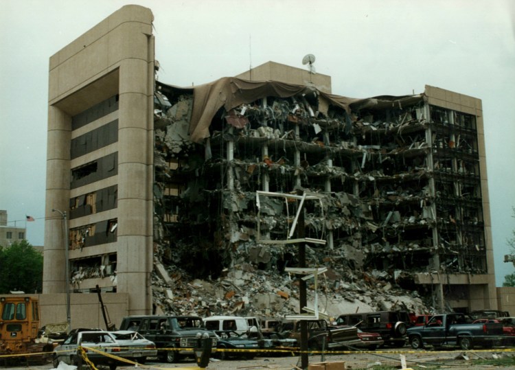 The Alfred P. Murrah Federal Building in Oklahoma City after the 1995 bombing.