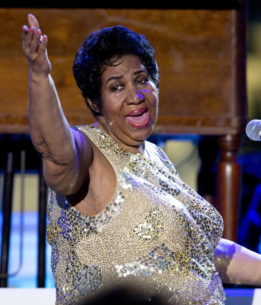 Aretha Franklin performs at the International Jazz Day Concert on the South Lawn of the White House in Washington April 2016.