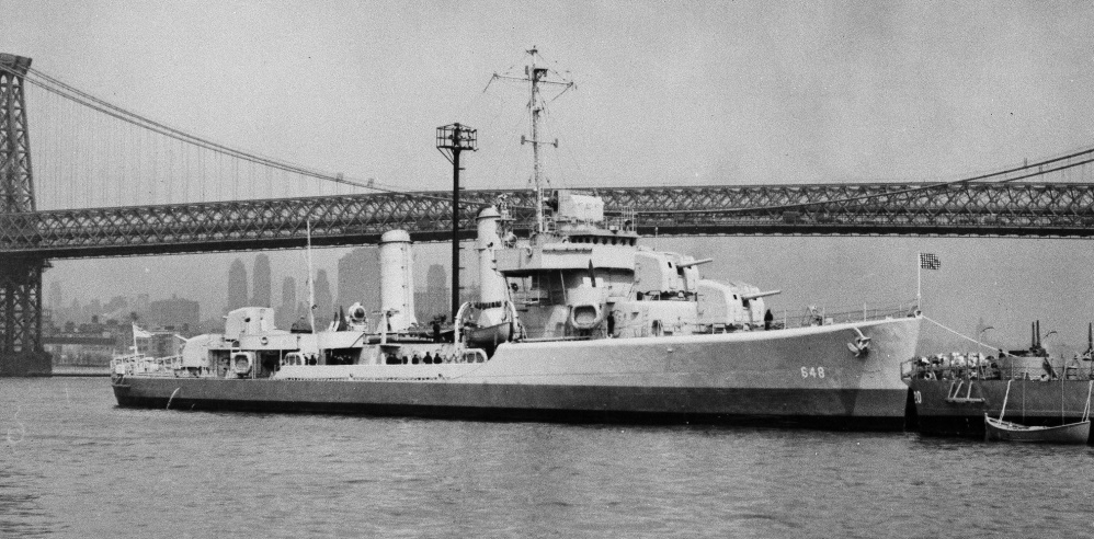 Photo provided by the Navy shows the USS Turner on the East River in New York City near the Williamsburg Bridge.