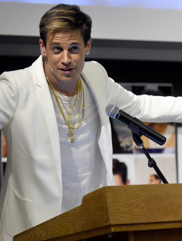 Milo Yiannopoulos speaks at the University of Colorado in Boulder, Colo., in January.